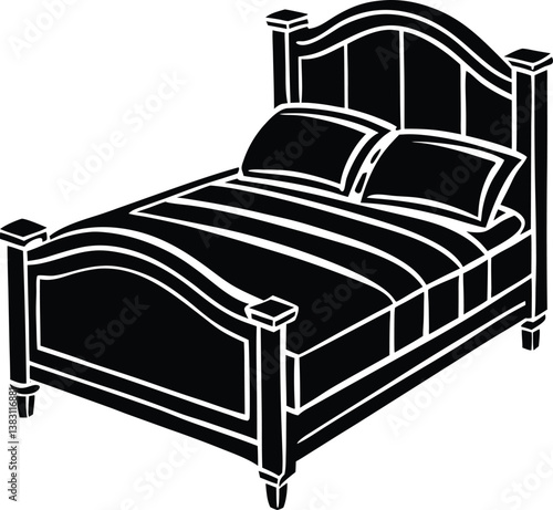 bed black and white silhouette vector design