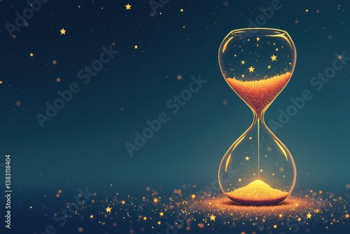 Obraz na płótnie Hourglass with golden sand starry night background w salonie