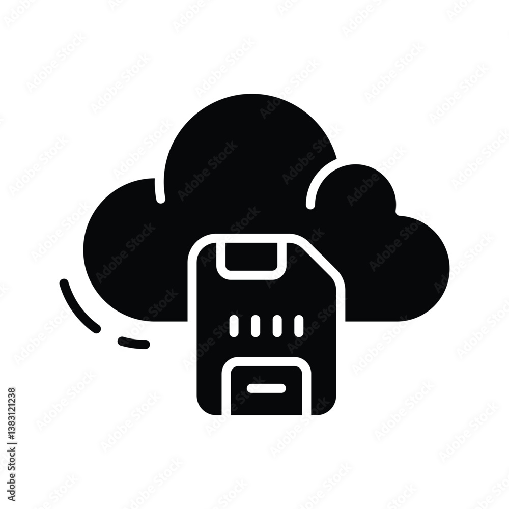 Get a sight of this latest glyph icon depicting cloud memory card Get a sight of this latest glyph icon depicting cloud memory card