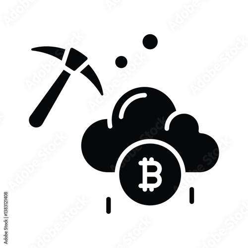 Catch a sight of this modern glyph icon of bitcoin cloud mining