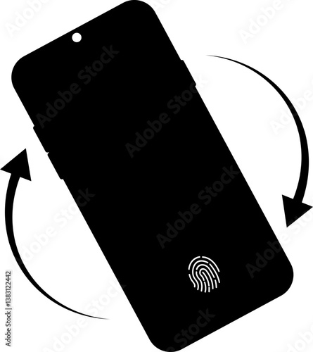 Mobile phone rotation display icon. Device rotation symbol isolated on transparent background. Turn your device. Horizontal smartphone tilt sign. Turning arrow pictogram. Vector illustration.