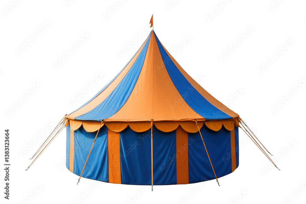 a blue and orange tent isolated on a white background a blue and orange tent isolated on a white background