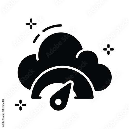 An amazingly designed glyph style icon of cloud performance