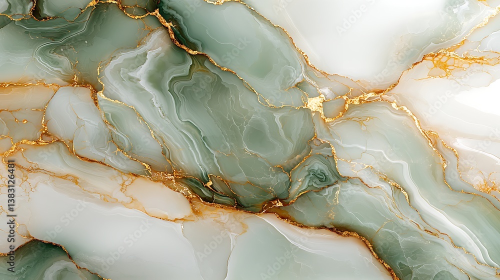 Obraz premium Green and Gold Marble Texture Background