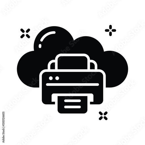 Cloud printer icon amazingly designed in glyph style