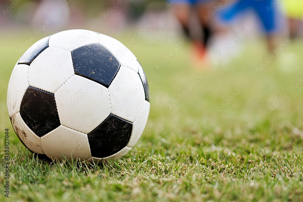 Obraz premium Family enjoys a fun day playing soccer together on a sunny grassy field in the afternoon