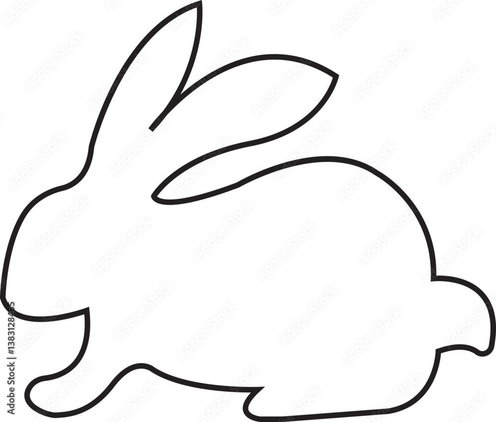 Bunny rabbit silhouette line icon. Easter bunny. Cutie bunny isolated on transparent background. Suitable for logo, emblem, pictogram, print, design element for greeting card. Vector illustration. Bunny rabbit silhouette line icon. Easter bunny. Cutie bunny isolated on transparent background. Suitable for logo, emblem, pictogram, print, design element for greeting card. Vector illustration.