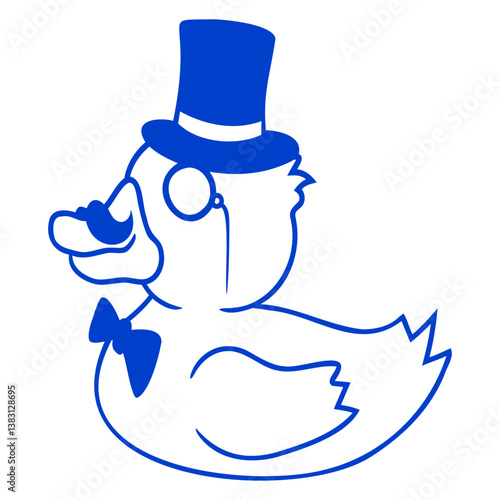 Sir Bird Top Hat Monocle Glasses Rich Gentleman Isolated Vector Graphic Design Illustration
