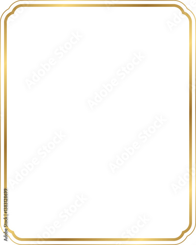 Vintage gold frame isolated on transparent background, luxury gold border design with 4:5 aspect ratio for social post, card, banner.