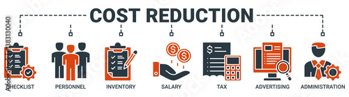 Cost reduction banner web icon vector illustration concept with icon solid color vector symbol background.