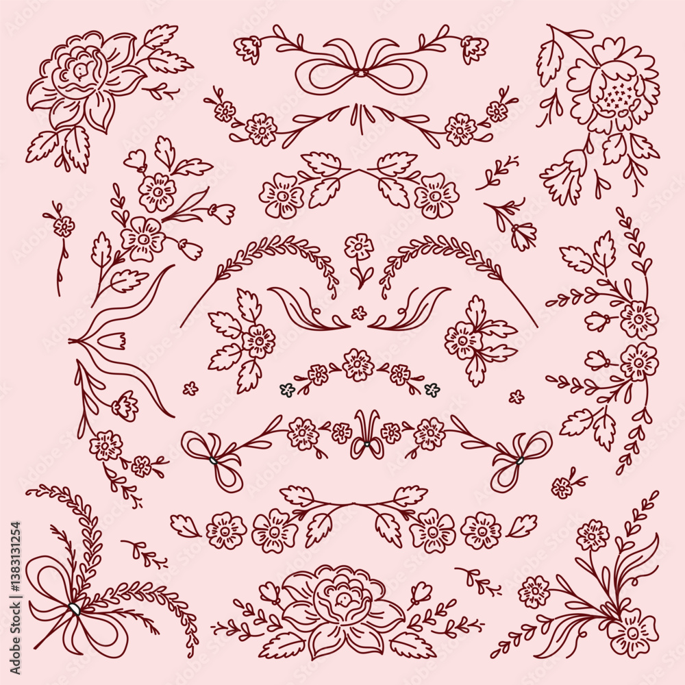 hand drawn outline flowers illustration. Line Drawing flower. hand drawn sketch of flowers illustration. hand drawn outline flowers illustration. Line Drawing flower. hand drawn sketch of flowers illustration.