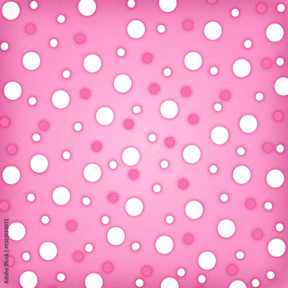 Polka dots design, Pink background, seamless repeat white dots pattern, gift wrap paper Polka dots design, Pink background, seamless repeat white dots pattern, gift wrap paper