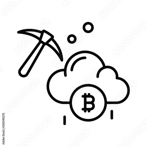 Catch a sight of this modern line icon of bitcoin cloud mining