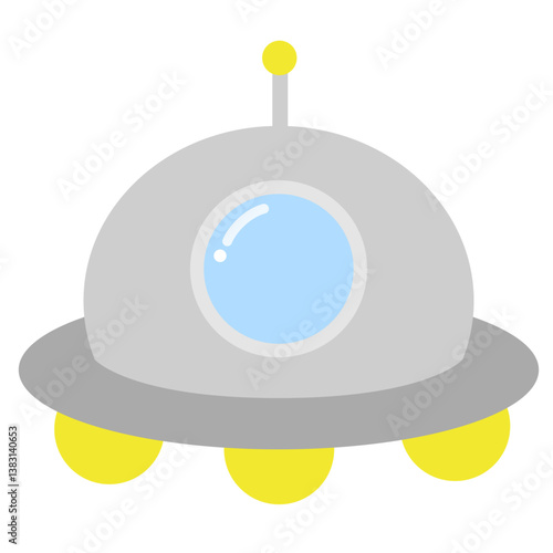 円盤形のシンプルでかわいい宇宙船のイラスト