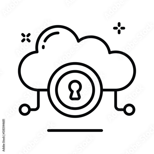 Cloud encryption icon amazingly designed in outline style