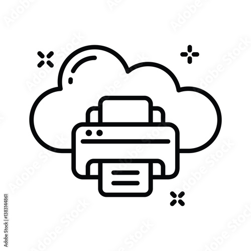 Cloud printer icon amazingly designed in outline style