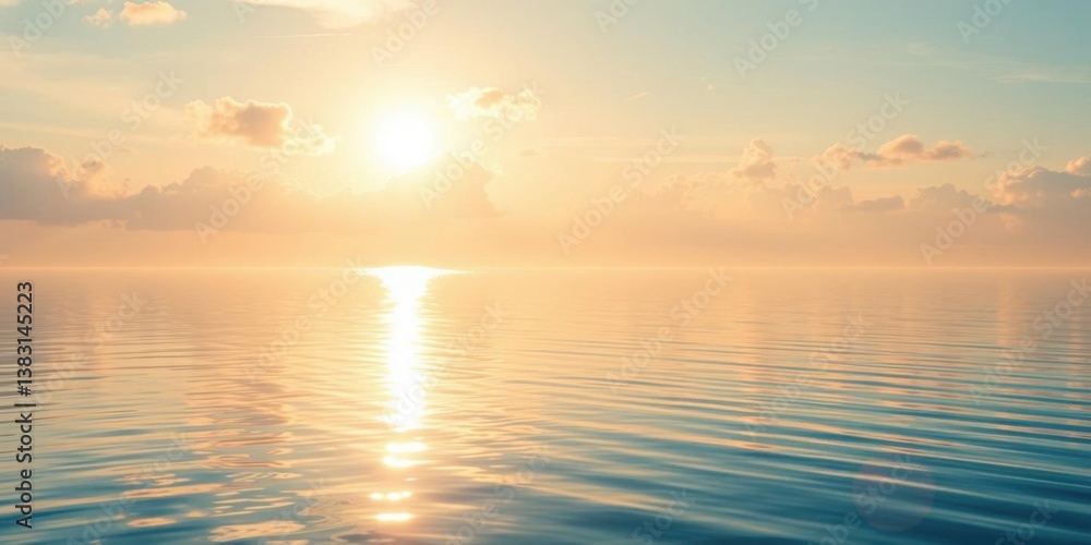 Obraz premium Serene Sunset Ocean Calm Water Golden Sky Peaceful Seascape
