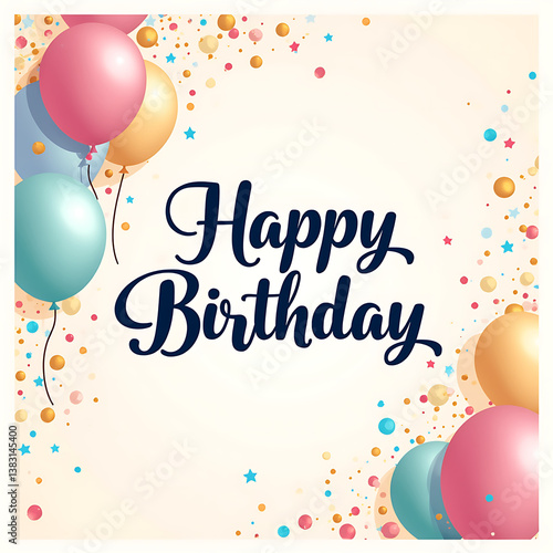 Birthday vector banner template. Happy birthday to you text in white space background with gifts and balloon decoration element for birth day celebration greeting design. Vector illustration