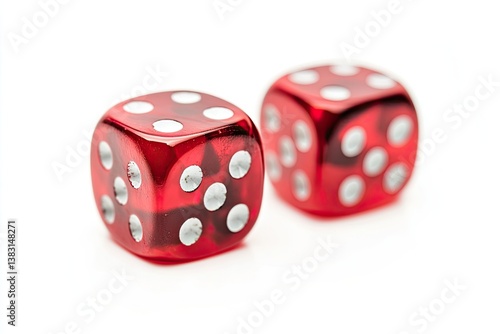 Two red dice on a white background