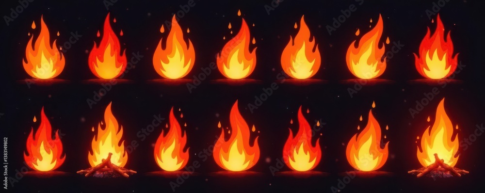 Intense fire and flame icons Variety of bonfire & burning shapes , icon set, bonfire icons, inferno Intense fire and flame icons Variety of bonfire & burning shapes , icon set, bonfire icons, inferno