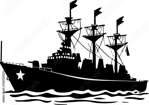 Memorial day tribute historic ship on the water graphic illustration nautical environment artistic perspective