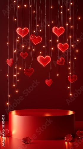 Decorative Heart Display for Romantic Celebration With Lights and Stage Platform