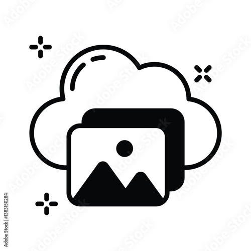 glyph style icon showing cloud content storage