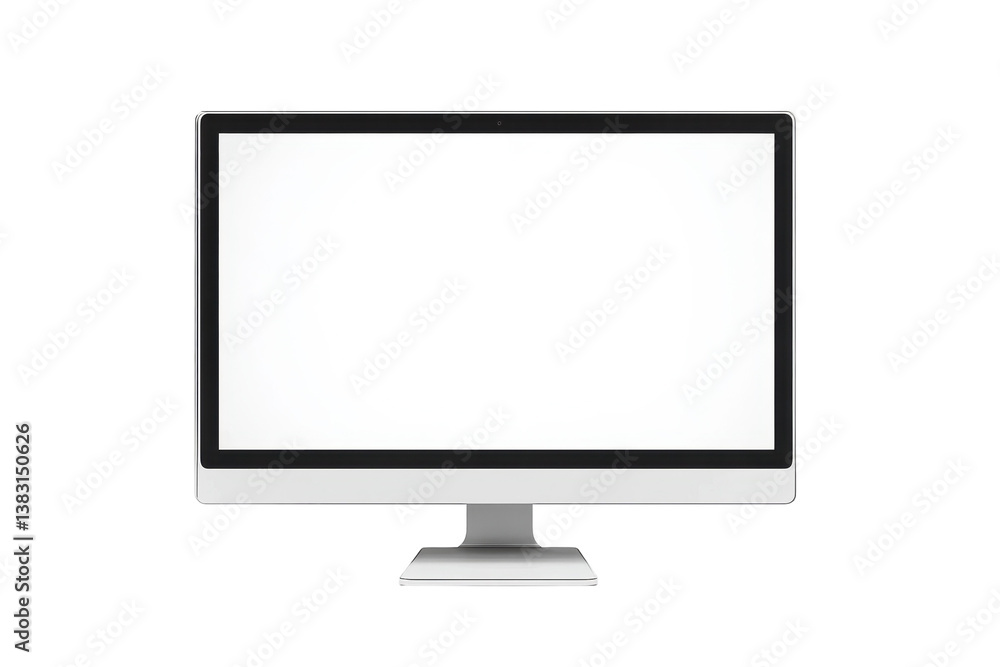 Modern blank computer screen displayed in a minimalist workspace during bright daylight hours Modern blank computer screen displayed in a minimalist workspace during bright daylight hours