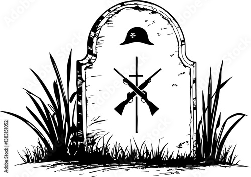 Memorial day remembrance ceremony cemetery graphic illustration somber environment artistic viewpoint honoring heroes