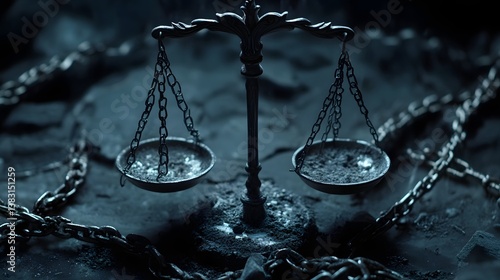 Justice Scales Bound by Chains