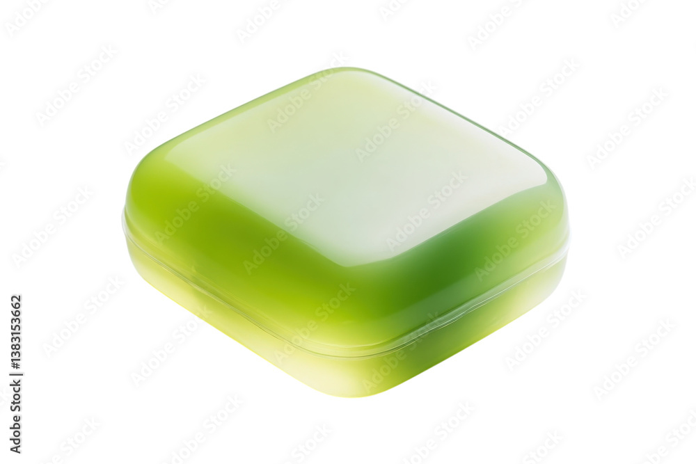 Refreshing green soap with a modern design resting on a clean surface indoors Refreshing green soap with a modern design resting on a clean surface indoors