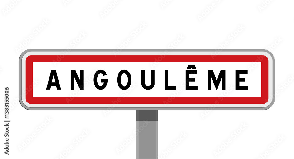 Panneau sur poteau central d’Angoulême, Charente, Nouvelle-Aquitaine Panneau sur poteau central d’Angoulême, Charente, Nouvelle-Aquitaine