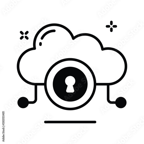 Cloud encryption icon amazingly designed in glyph style