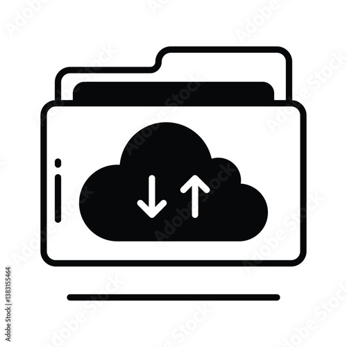 A well crafted glyph style icon of cloud transfer data