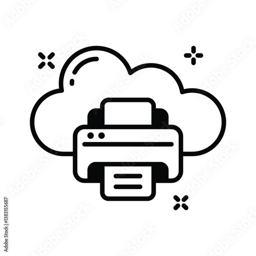 Cloud printer icon amazingly designed in glyph style