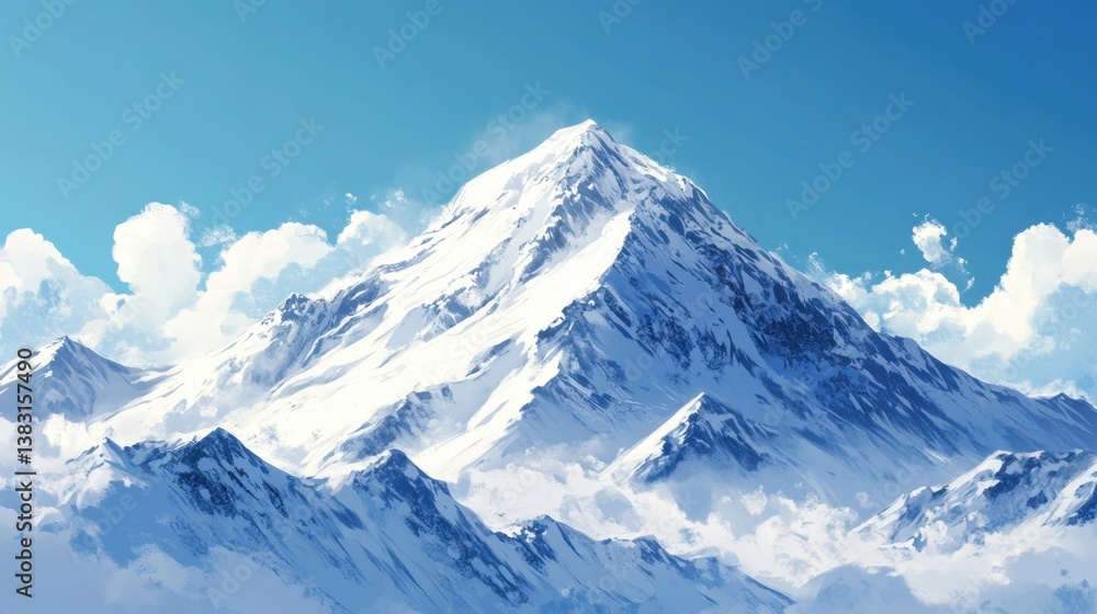 A snowy mountain peak under a bright blue sky, with crisp, untouched snow. A snowy mountain peak under a bright blue sky, with crisp, untouched snow.