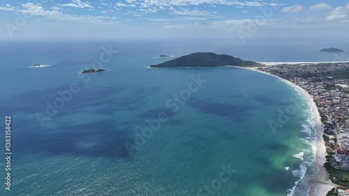 Beautiful coastal view of an island and beach from a high perspective