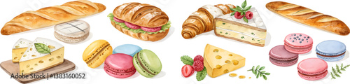 watercolor illustrations of sweet pastry 