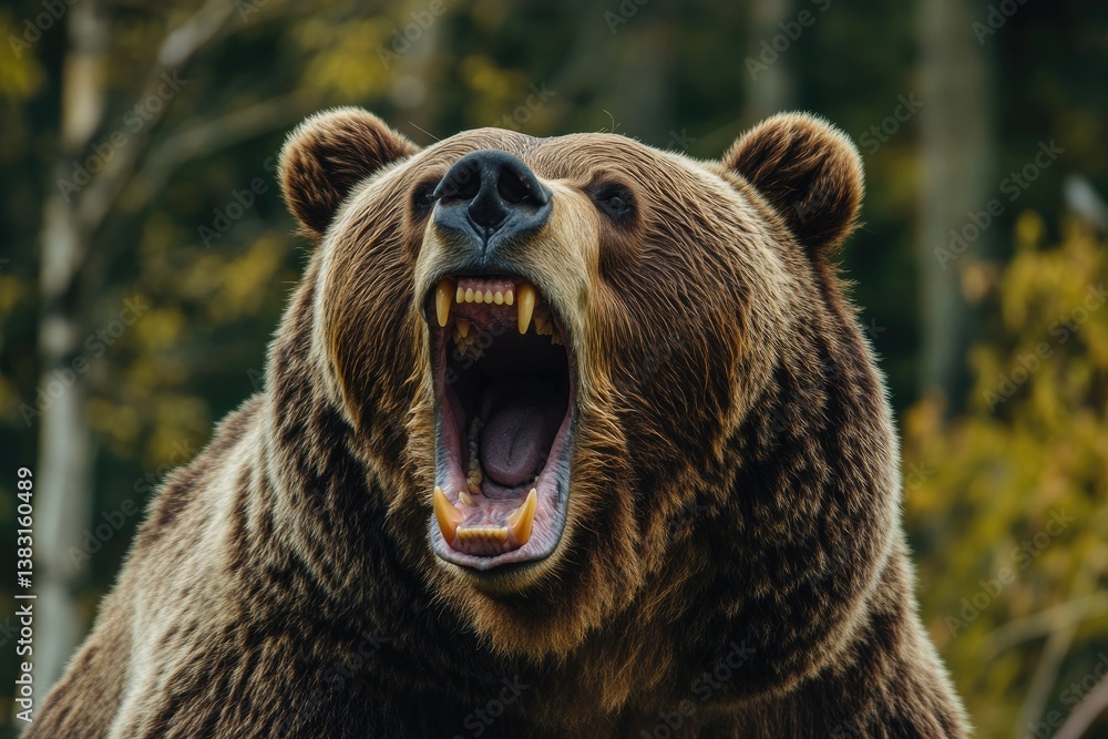 Bear with Open Mouth in Forest Bear with Open Mouth in Forest