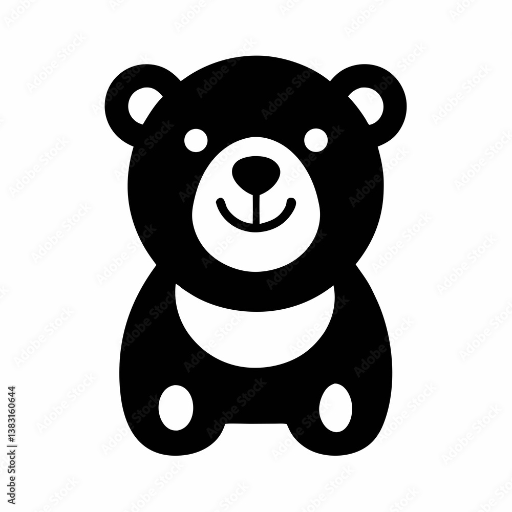 Naklejka premium Cartoon teddy bear illustration with heart, soft brown fur, and cute design, perfect for children, love, and Valentine's gifts