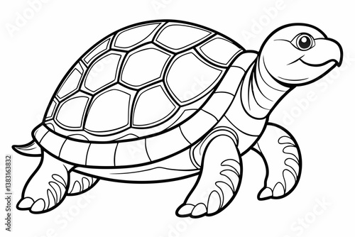 Coloring page line art the turtle black vector
