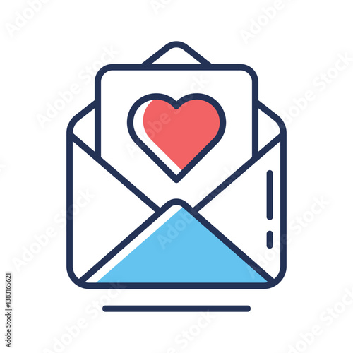 A customizable outline style icon of love letter envelope