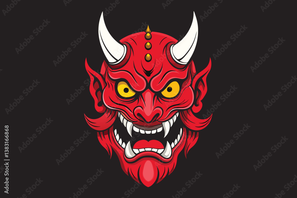 red demon face illustration vector red demon face illustration vector