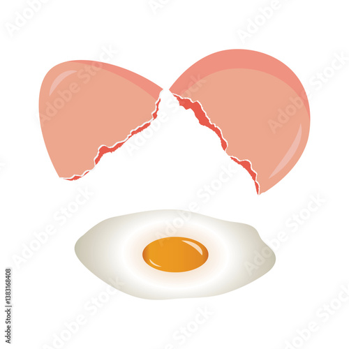 Broken fresh eggs vector icon isolated on white background. Easter Egg vector Icon collection. Easter day festival. Vector illustration.