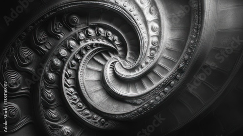 Intricate spiral staircase design, detailed, ornate,  modern,  abstract,  art deco,  architecture,  spiral,
