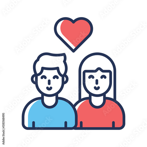 Modern icon of couple love designed in outline style