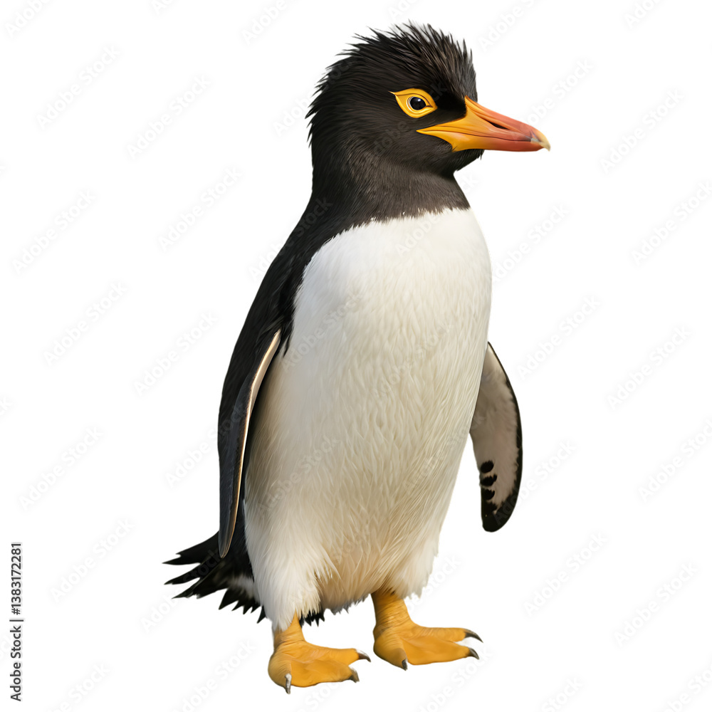 Naklejka premium A Rockhopper Penguin with Its Signature Yellow Eyebrows, Displaying Its Unique and Playful Charm