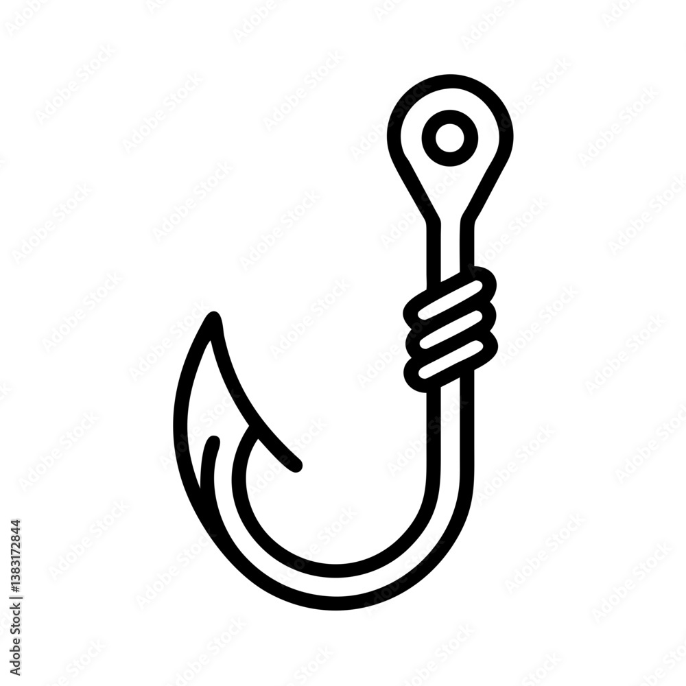 Fishing Hook Icon Outline Design Fishing Hook Icon Outline Design
