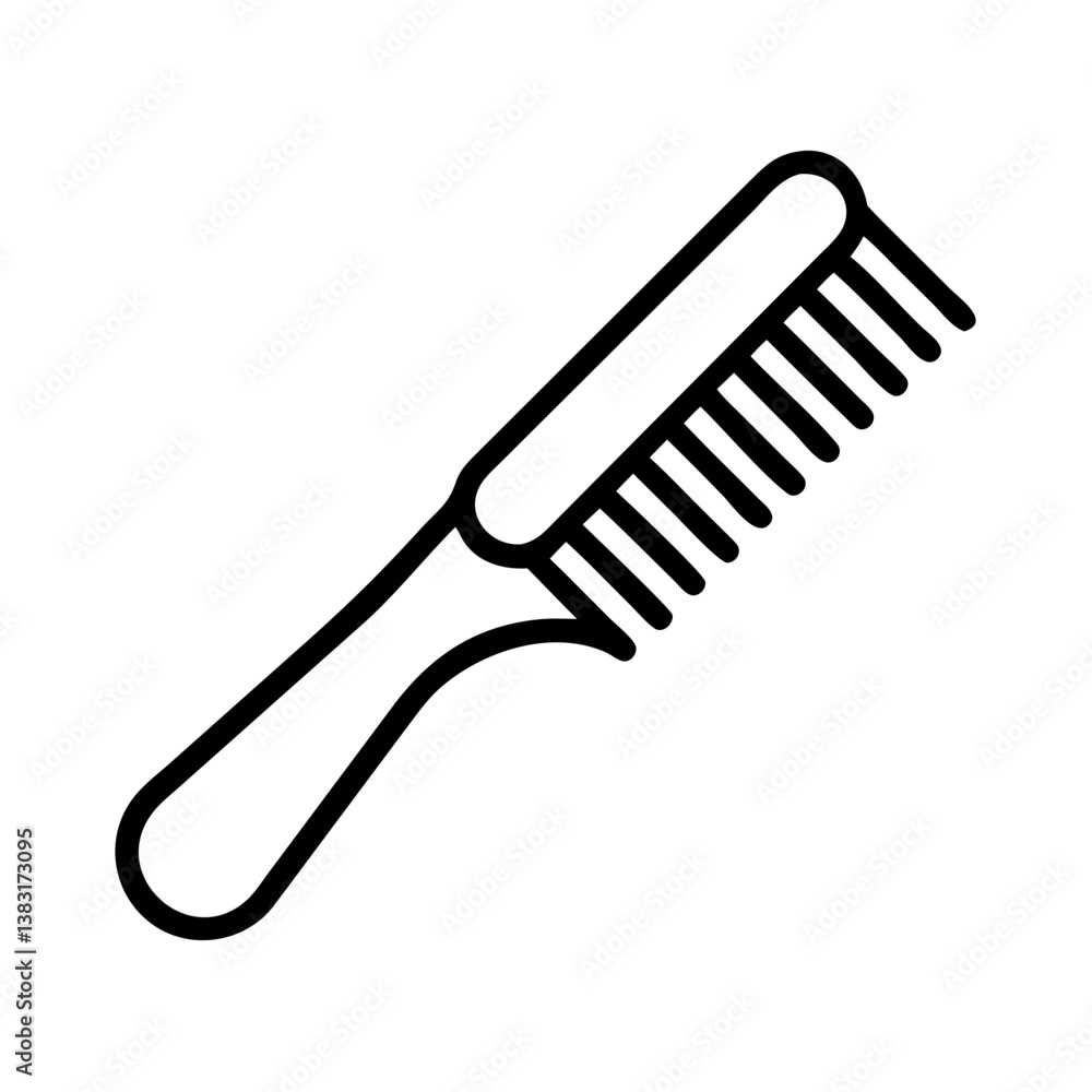 Hair Comb Icon in Minimal Style with Black Lines Hair Comb Icon in Minimal Style with Black Lines