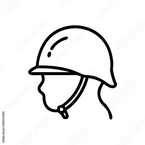 Soldier helmet icon in minimalist style  